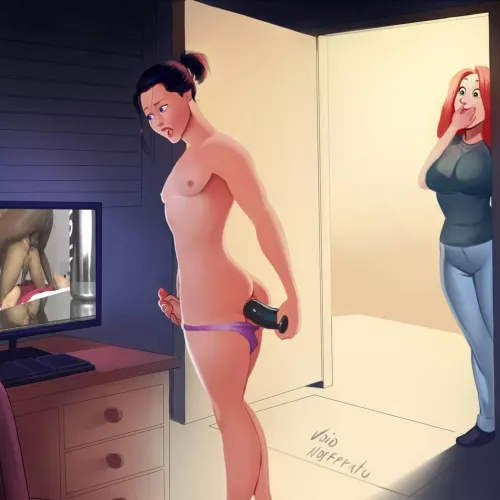 Oh fuck mom caught me fucking my ass ... again.. 🙄. I really should start to think about closing my door.... but I always cum whenever I get caught...