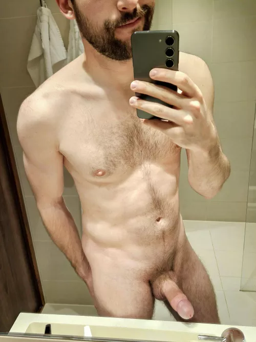 Semi in the hotel bathroom