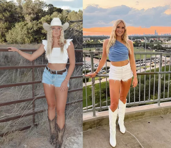 Showing off her legs in the Texas countryside and out on the town in Houston