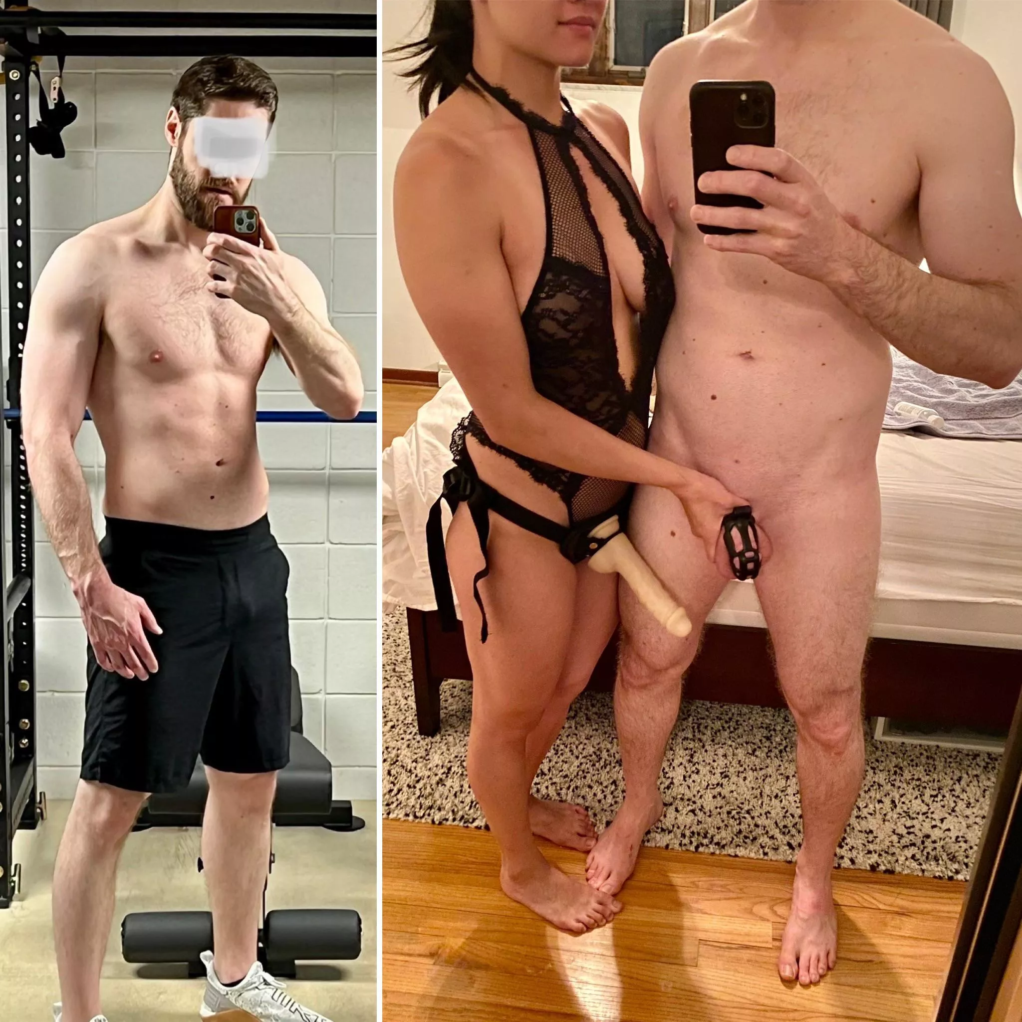 This little cage turns him from the man he thinks he is into the toy I know he is