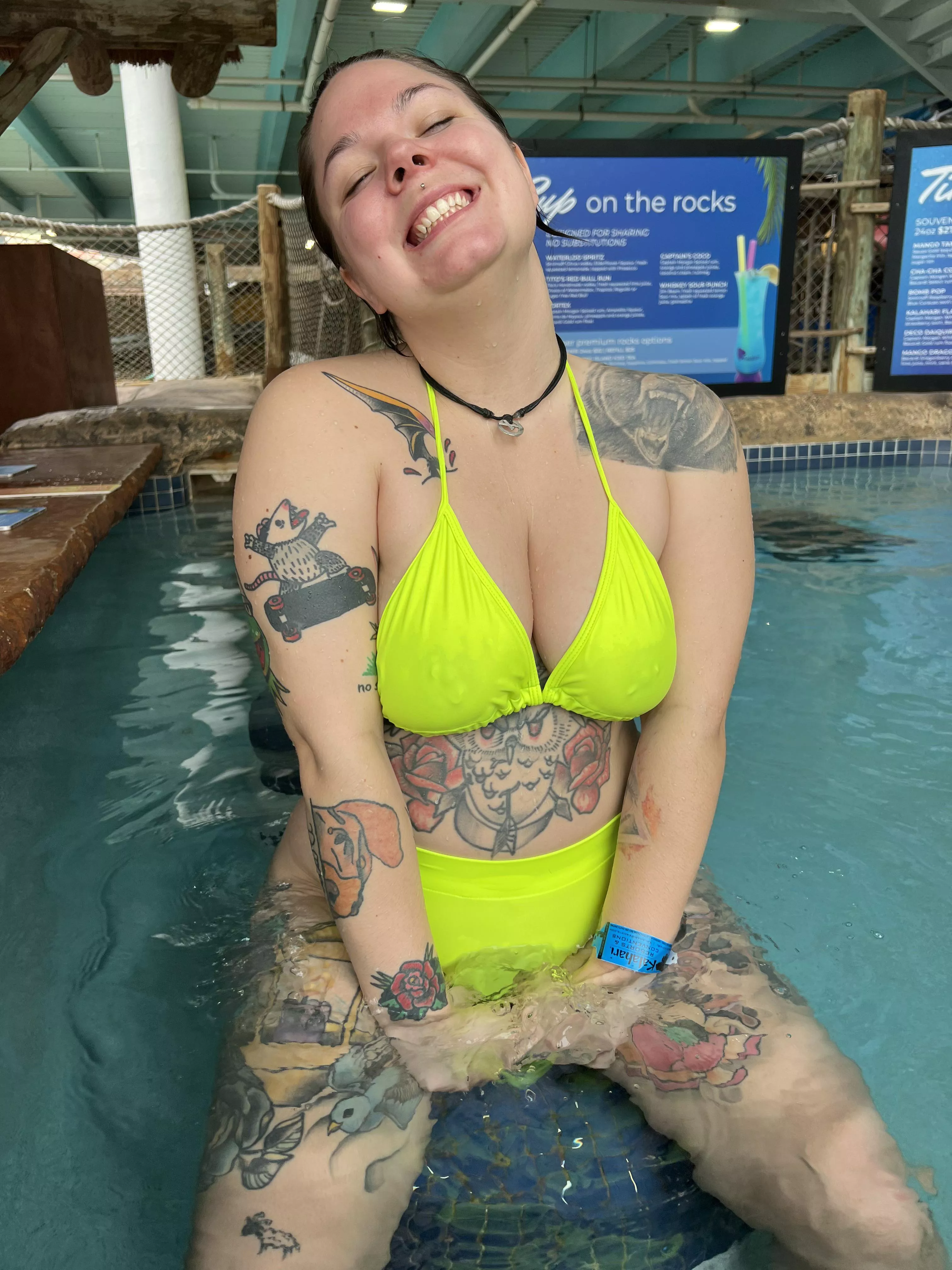 Tits at the swim up bar