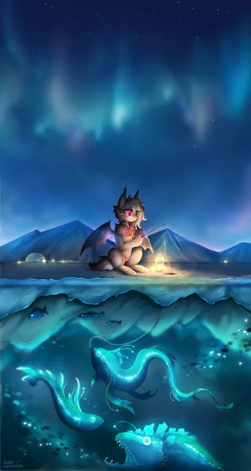 Winter fishing | commission by me 💜 all links in comments