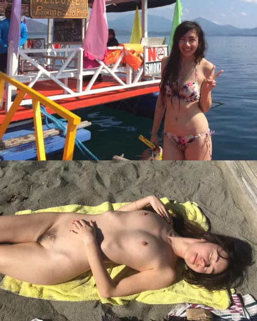 Before + after my bikini was stolen 👙