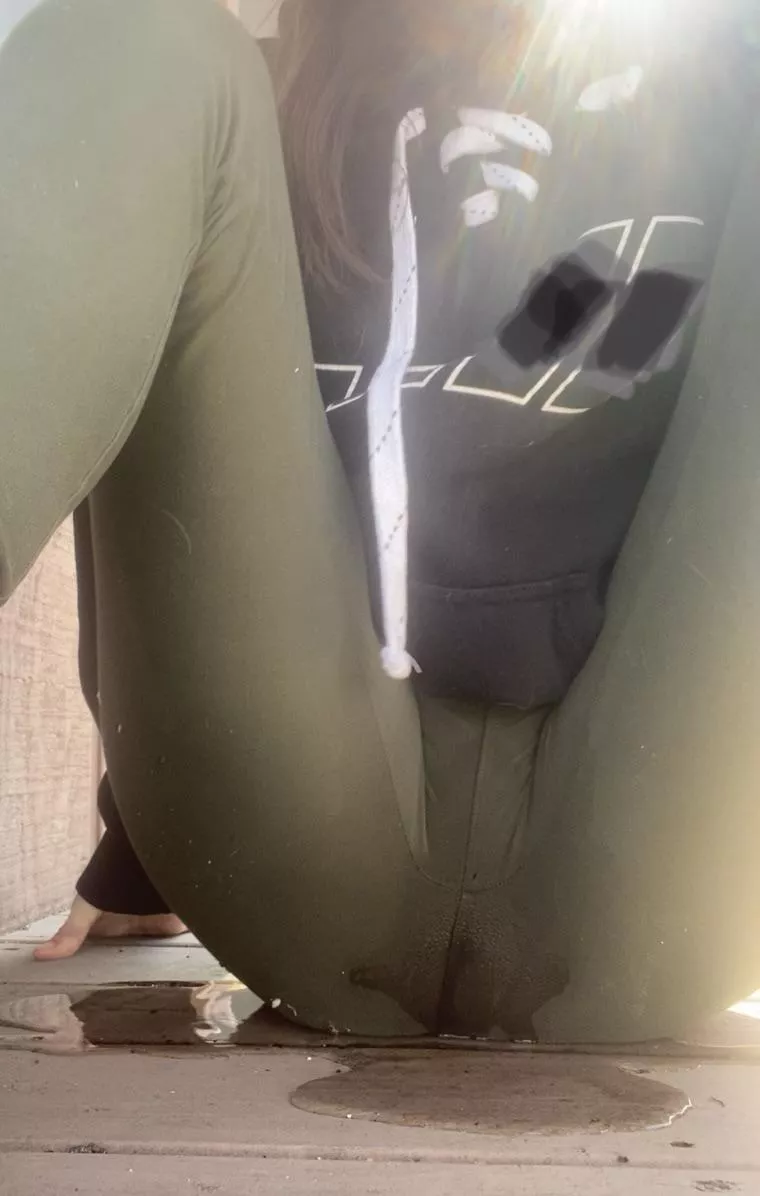 Rewetting my leggings on my deck.