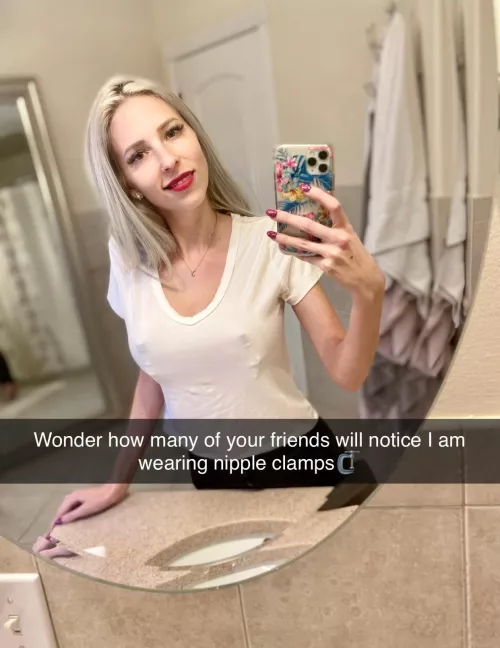 Selfie showing hubby what I will be wearing when we are at dinner with his friends later