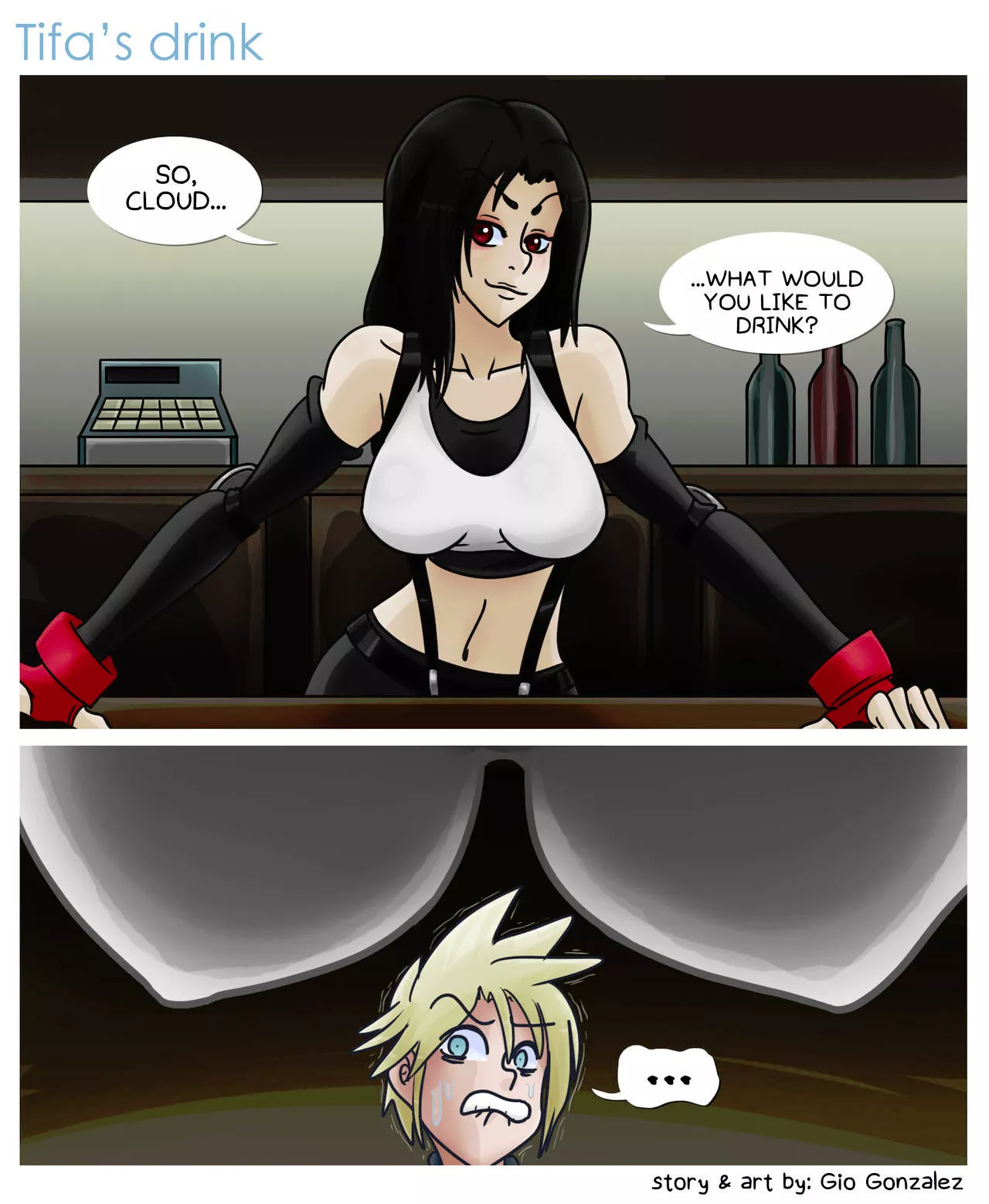 Tifa Offers Cloud A Drink (webcomic by me 610gonzalez)
