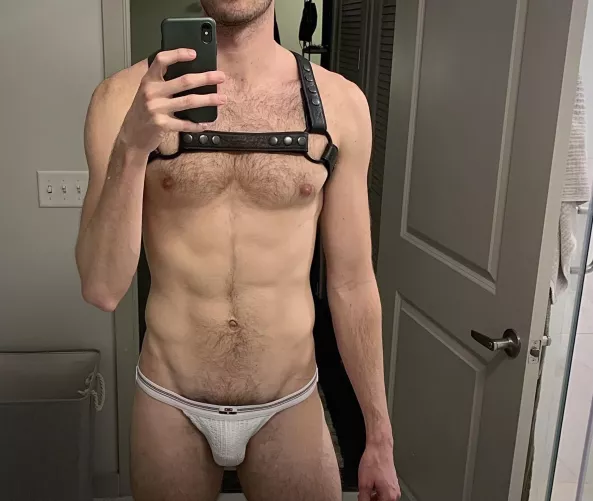 Trying a new jock with my harness. What do you think?