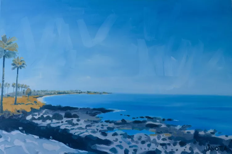 Wailea Beach, Maui Hawaii. Beautiful trail past Four Seasons and Fairmont Resorts. My painting is 36x24, oil on canvas. Great memories!