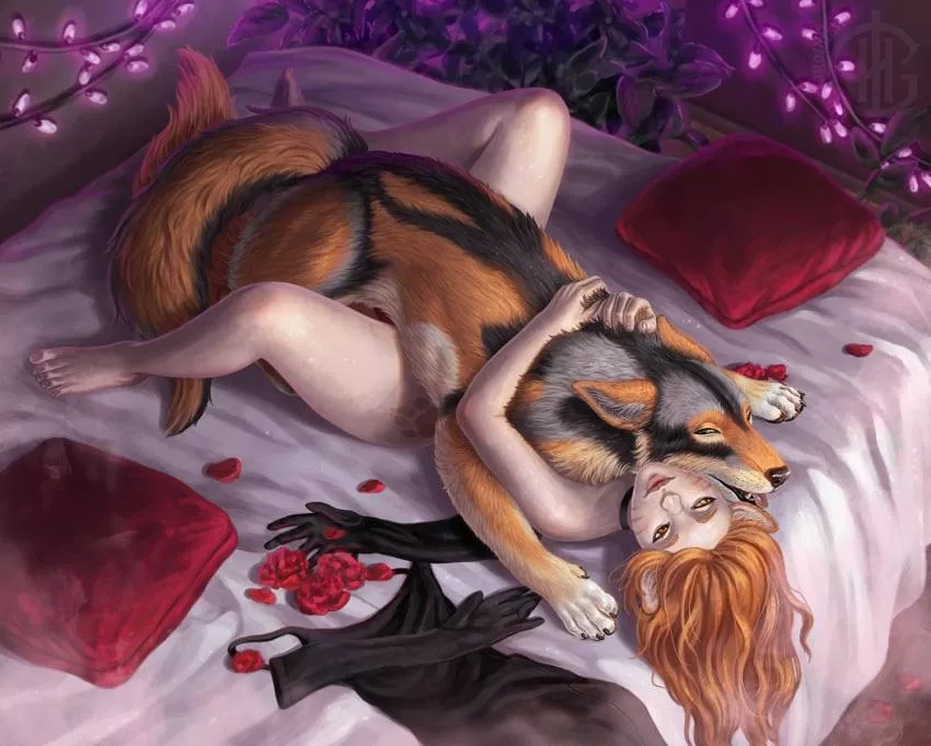 What a sweet lovers embrace while he’s knotted (himeragoldtail)