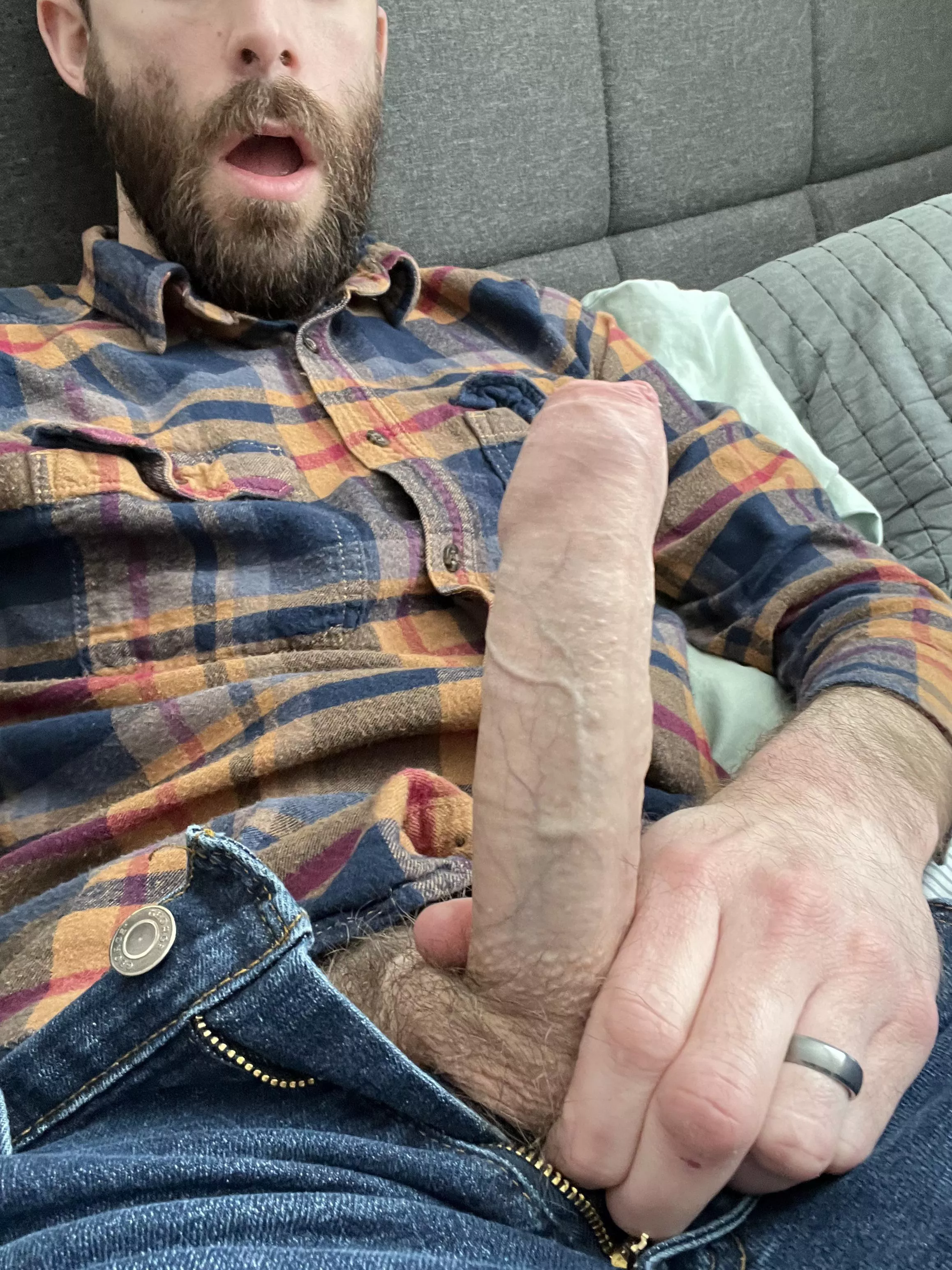 32 Anyone want to get back in bed with this uncut dad in plaid?