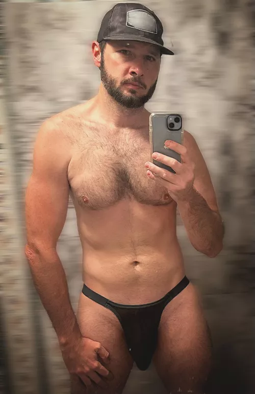 Any volunteers to pull this banana hammock to the side with their mouth?