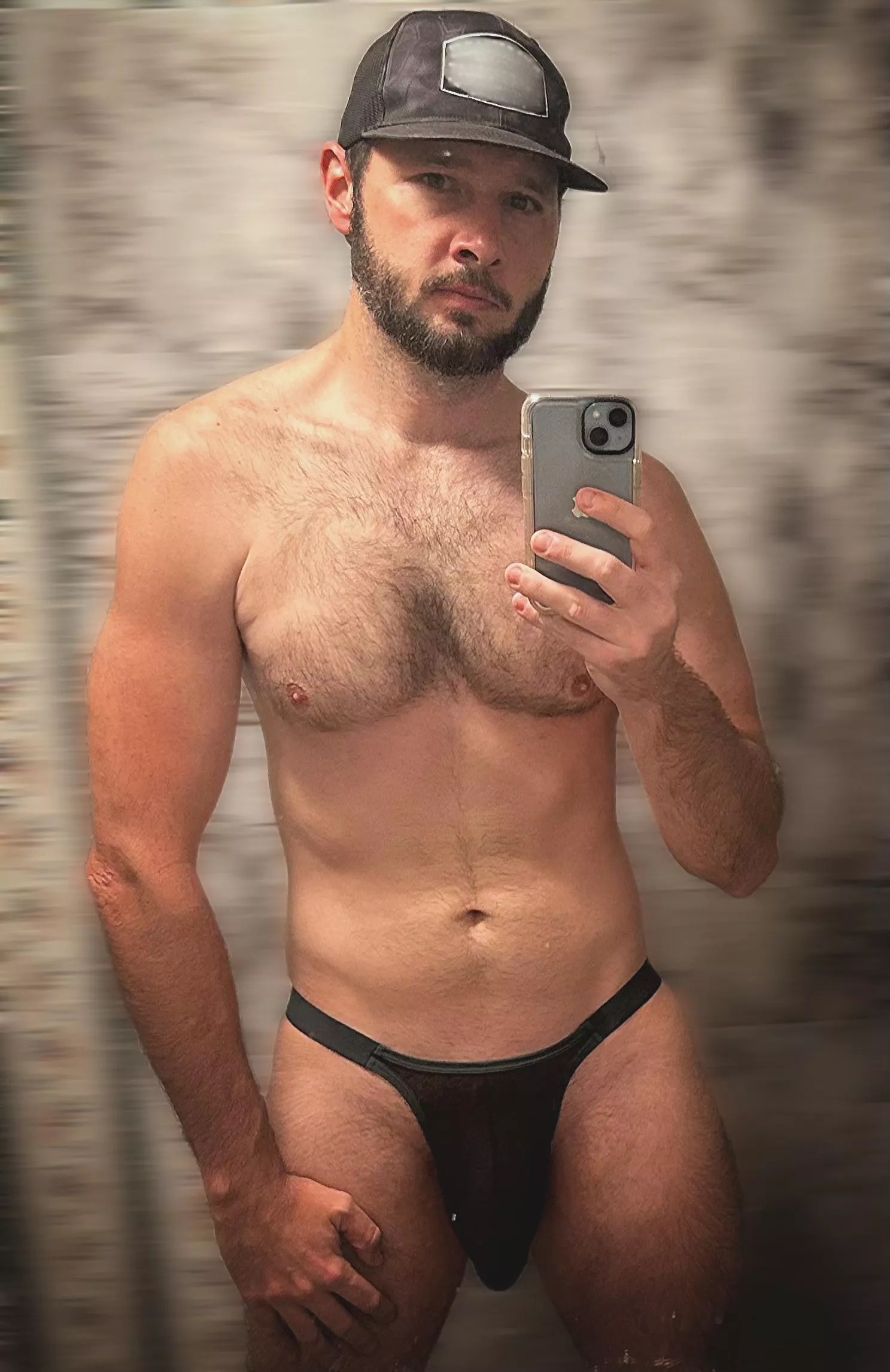 Any volunteers to pull this banana hammock to the side with their mouth?