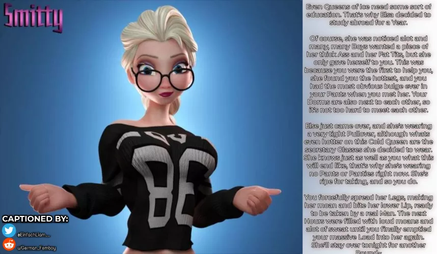 Elsa's year abroad~ [Frozen] [Disney] [Rough Sex] [Thick] [Slutty] [College] {Art by: Smitty}