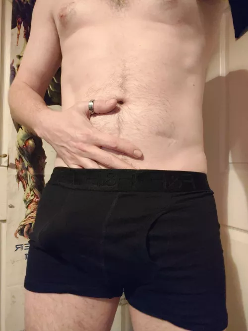 It's subtle in black boxers