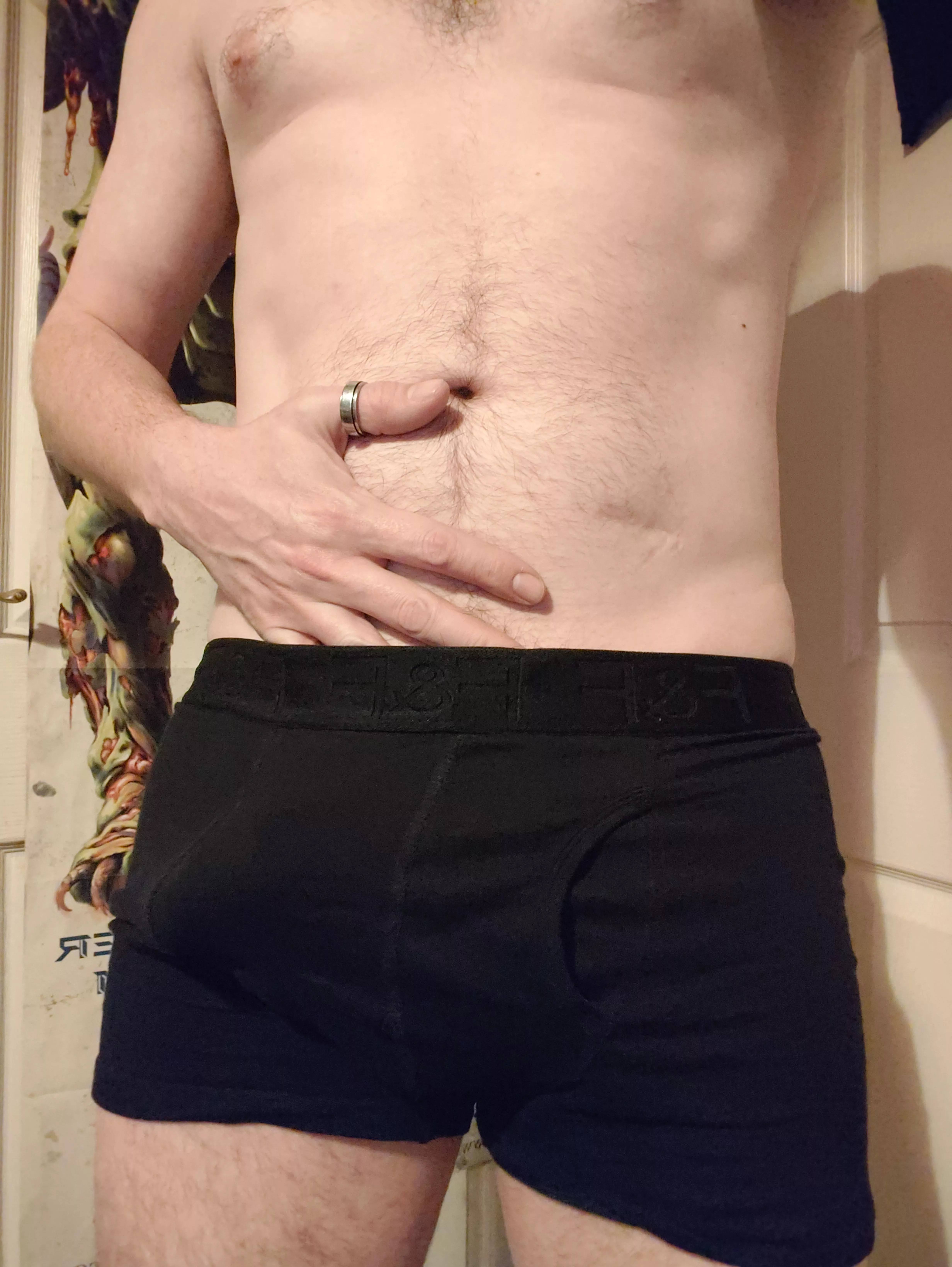 It's subtle in black boxers