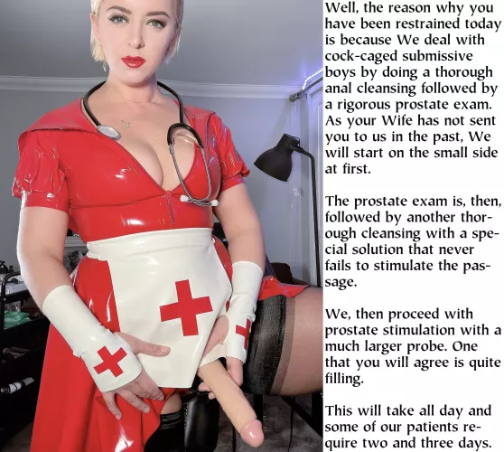 Of course She is thinking that it will take three days minimum and may extend to a week of exploring the anal passage. This one was an anal virgin and the Clinic walls are soundproofed.