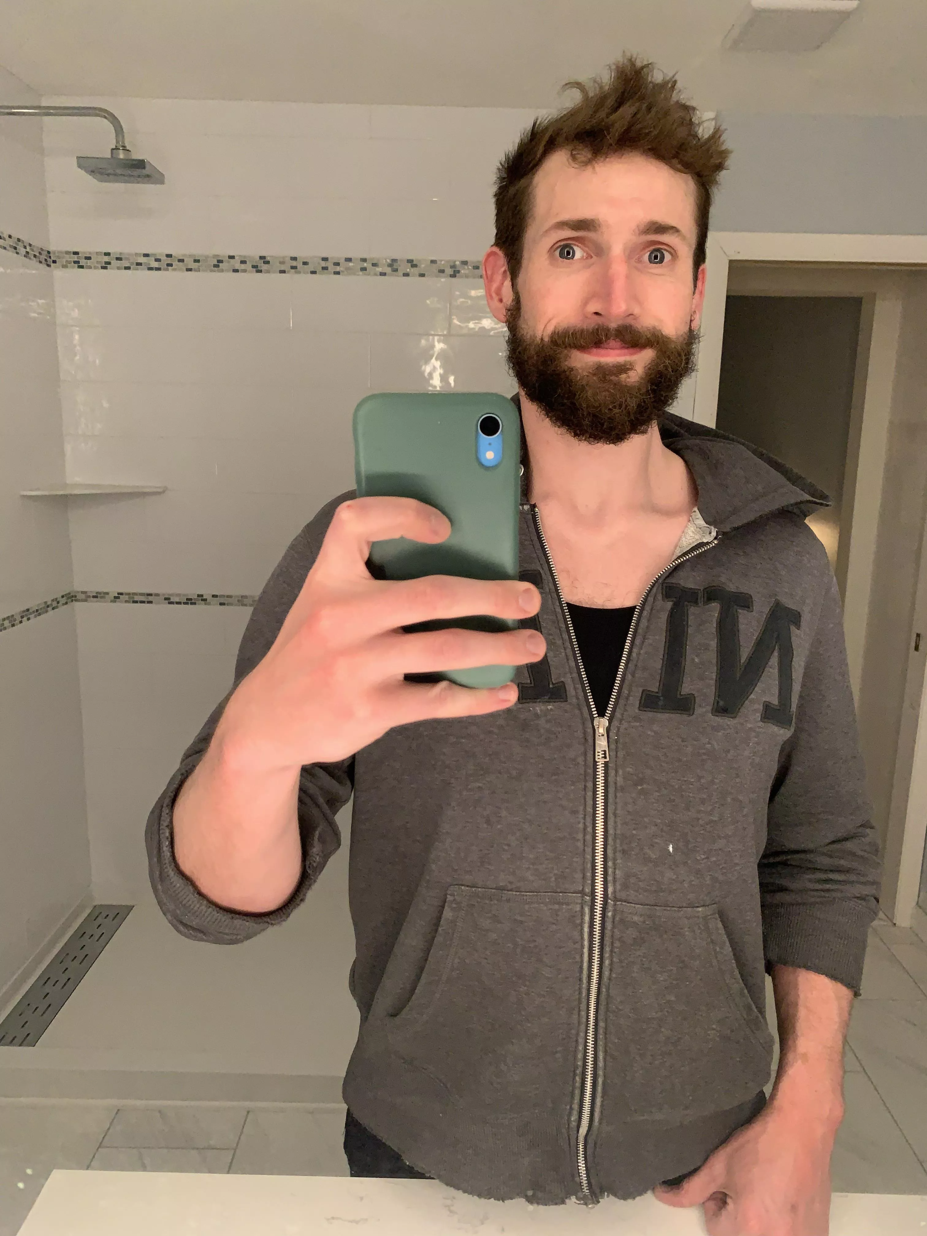 Checking out the new mirror