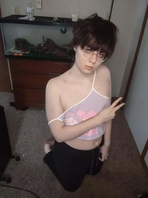 Disheveled boy fell asleep in his makeup :(