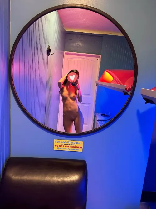 (F) right before jumping in the tanning bed