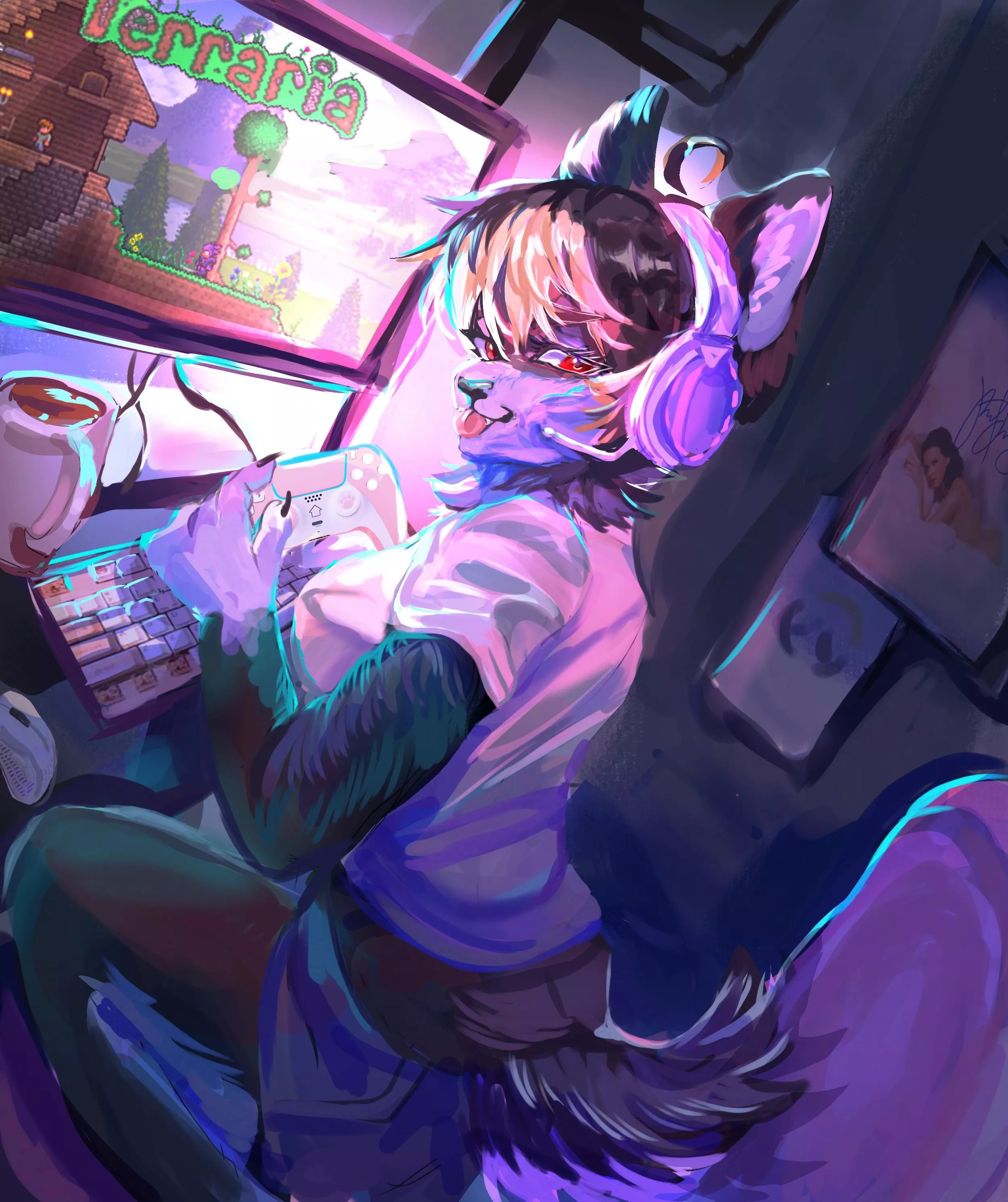 Gaming ✨ (Art by me, commission)