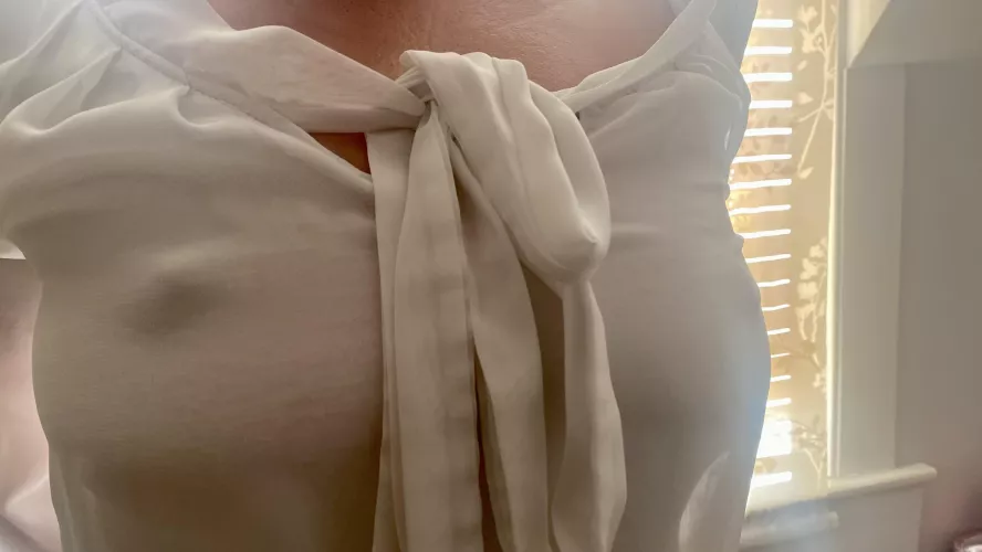 Heading out to work. My growing nipples love the freedom. X