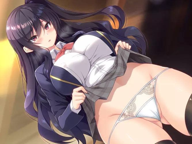 Lifting Her Skirt (Chikubi) [Wakeari JK Juuzoku Gakuen Kyousei Zecchou wa Owaranai] (X-post from r/lowlegsheaven)