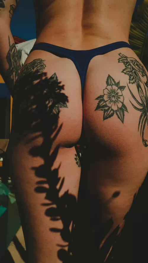 My tatts in a thong 🖤
