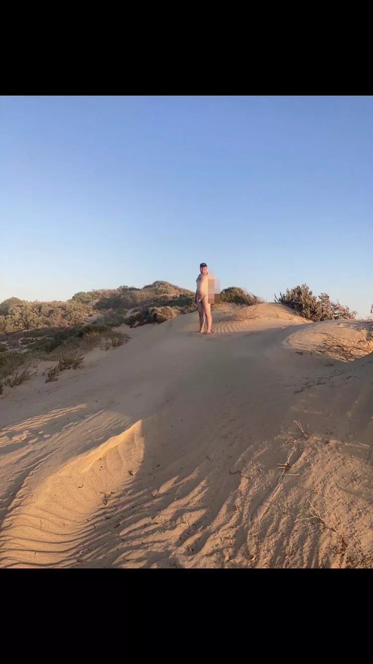 Checking out the beach with the sun setting