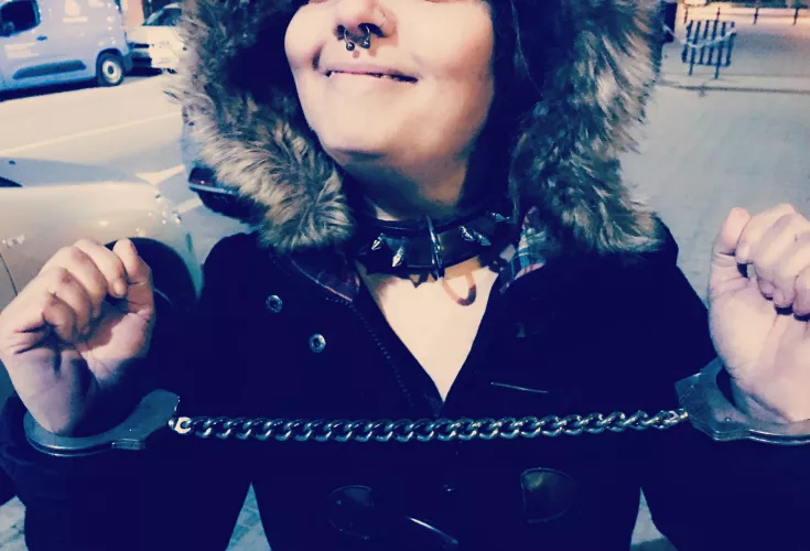 Collared and handcuffed on the streets, Sooo fun!
