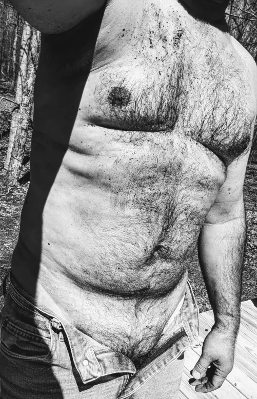 Getting dirty and sweaty doing yardwork