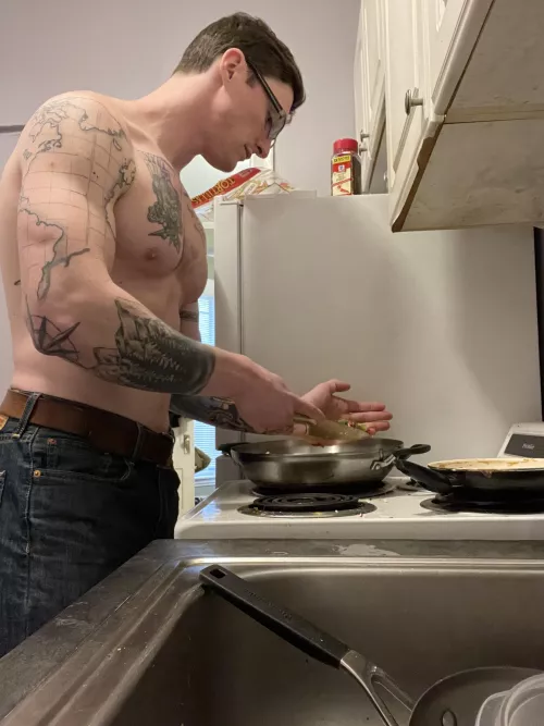 I pretty much always cook half naked