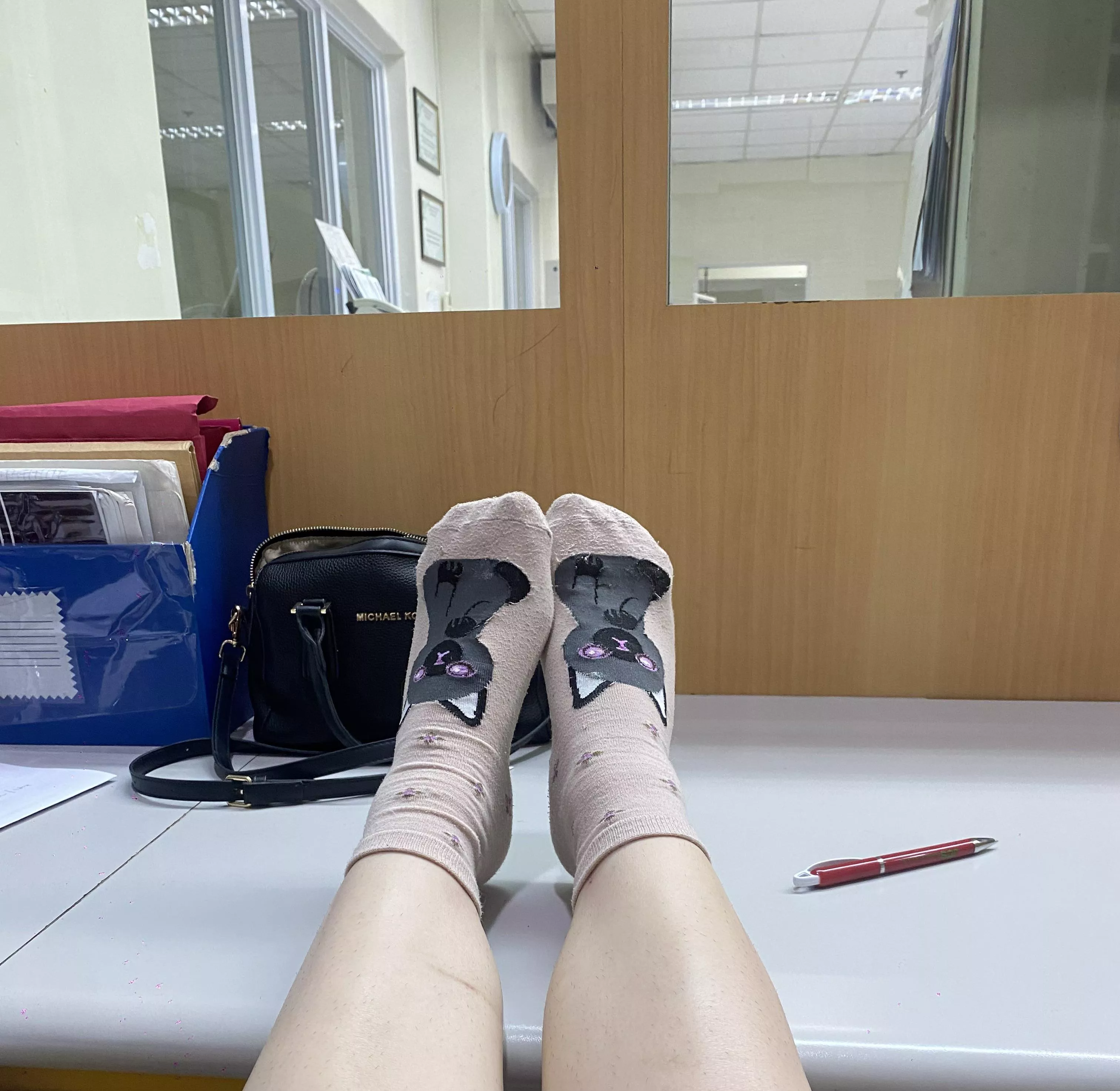 Love my cat-designed socks. In the office at the moment🌸🌸🌸 who loves cartoon designed socks. Female