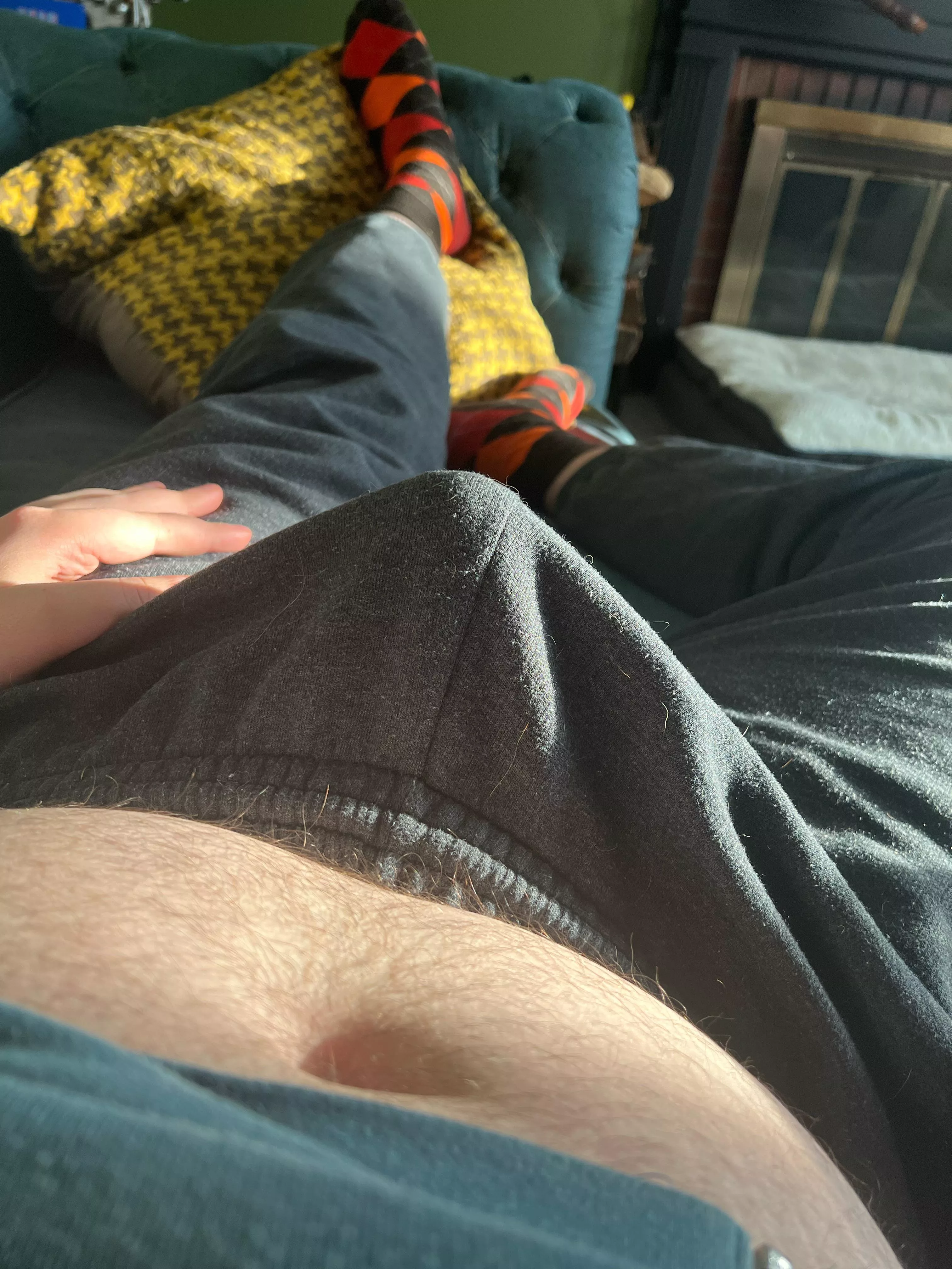Belly and a stiff cock, should I let it out?