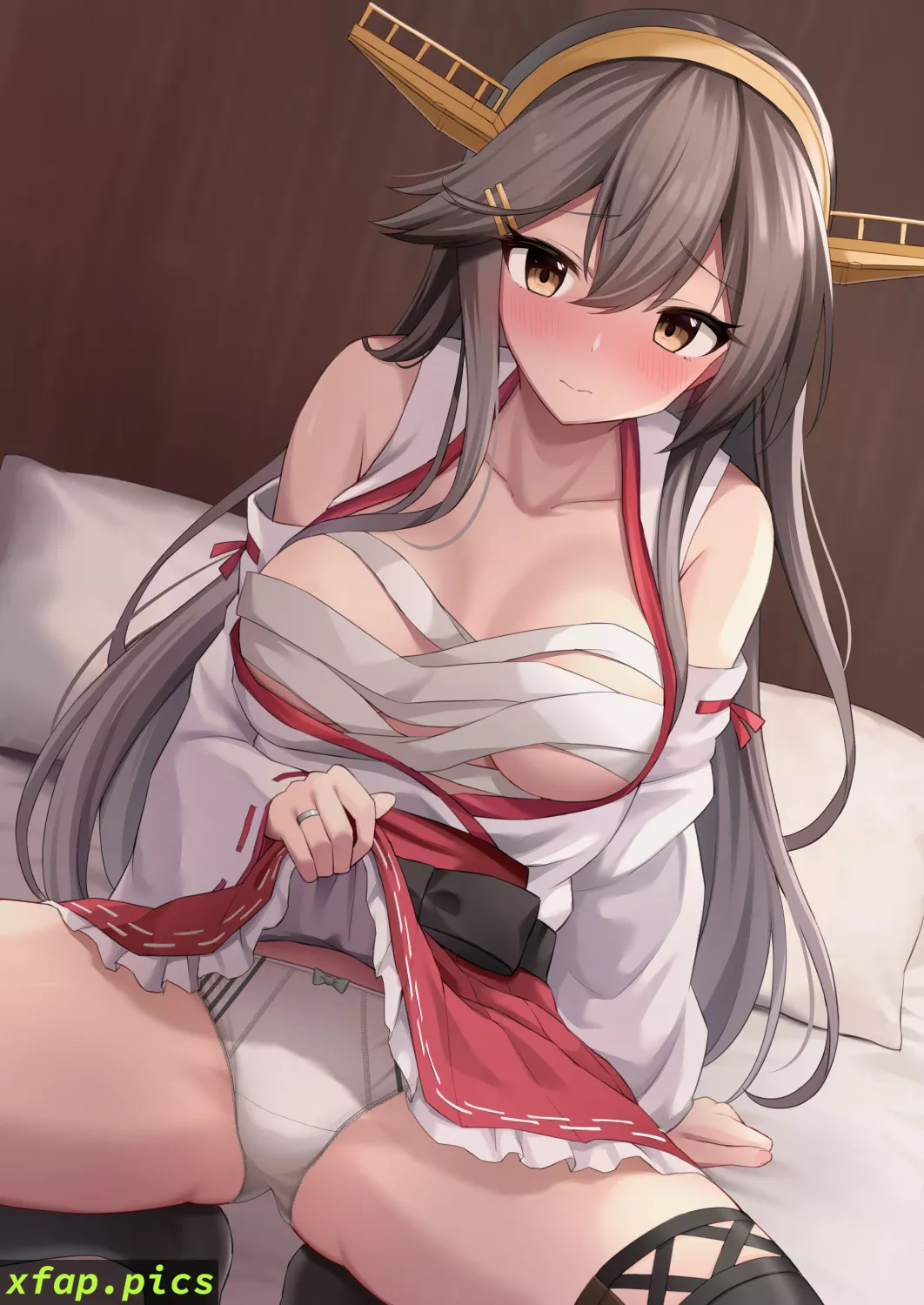 Haruna showing her panties and sarashi (akahi242) [KanColle]