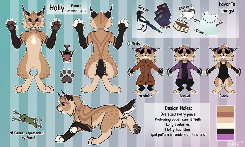 Just finished a new huge ref for my fursona! (art by me)