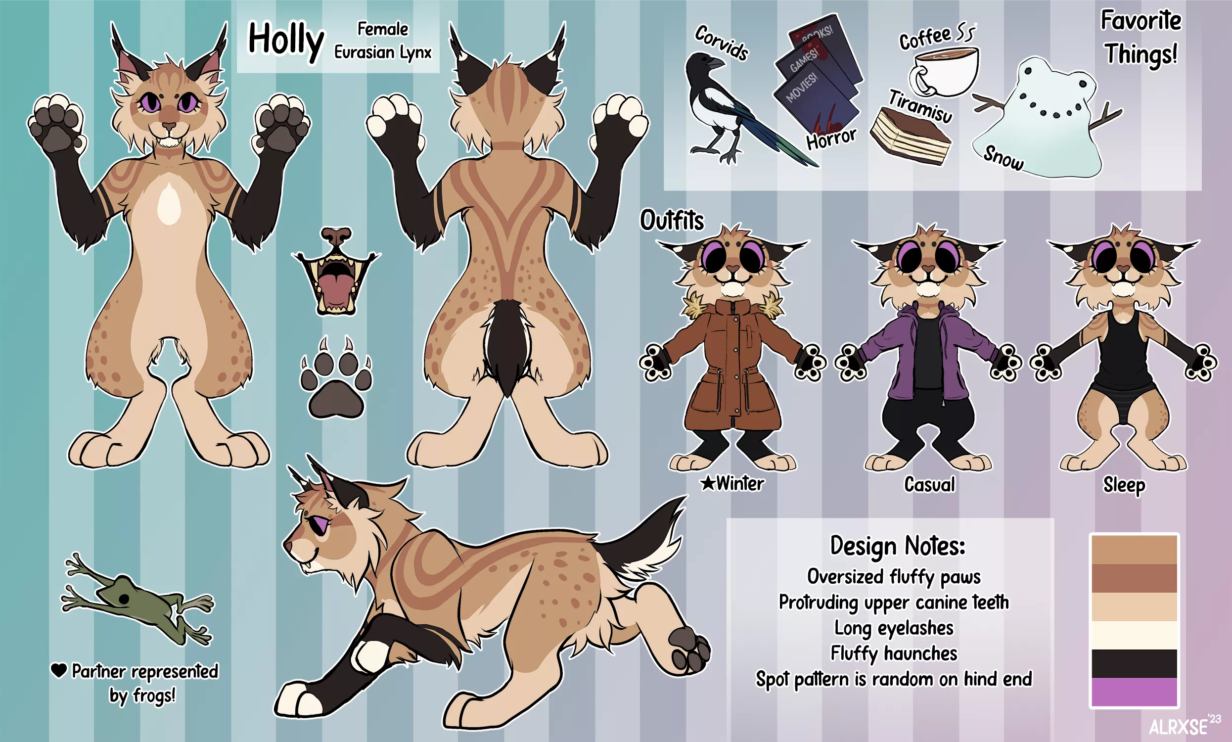 Just finished a new huge ref for my fursona! (art by me)