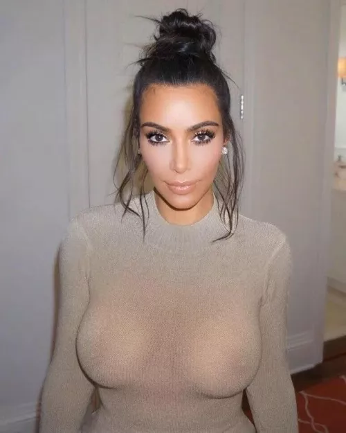 Kim kardasian big tits see through clothing