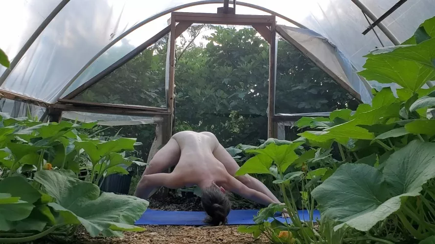 Posing with the veggies