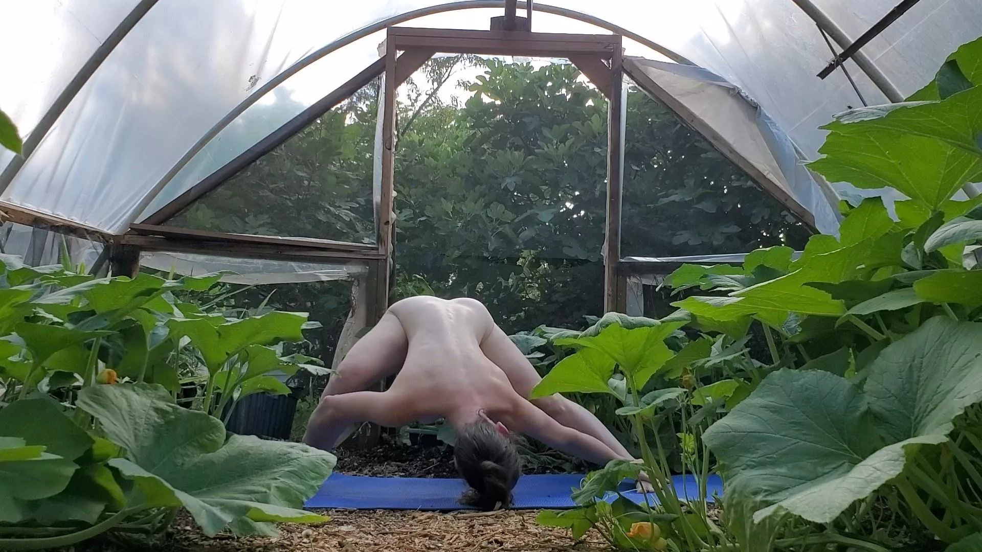 Posing with the veggies