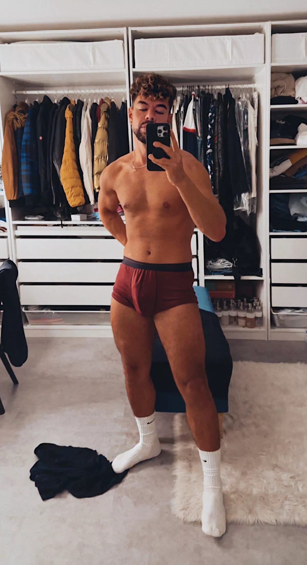 You walk in and see my bulge, what will you do next?