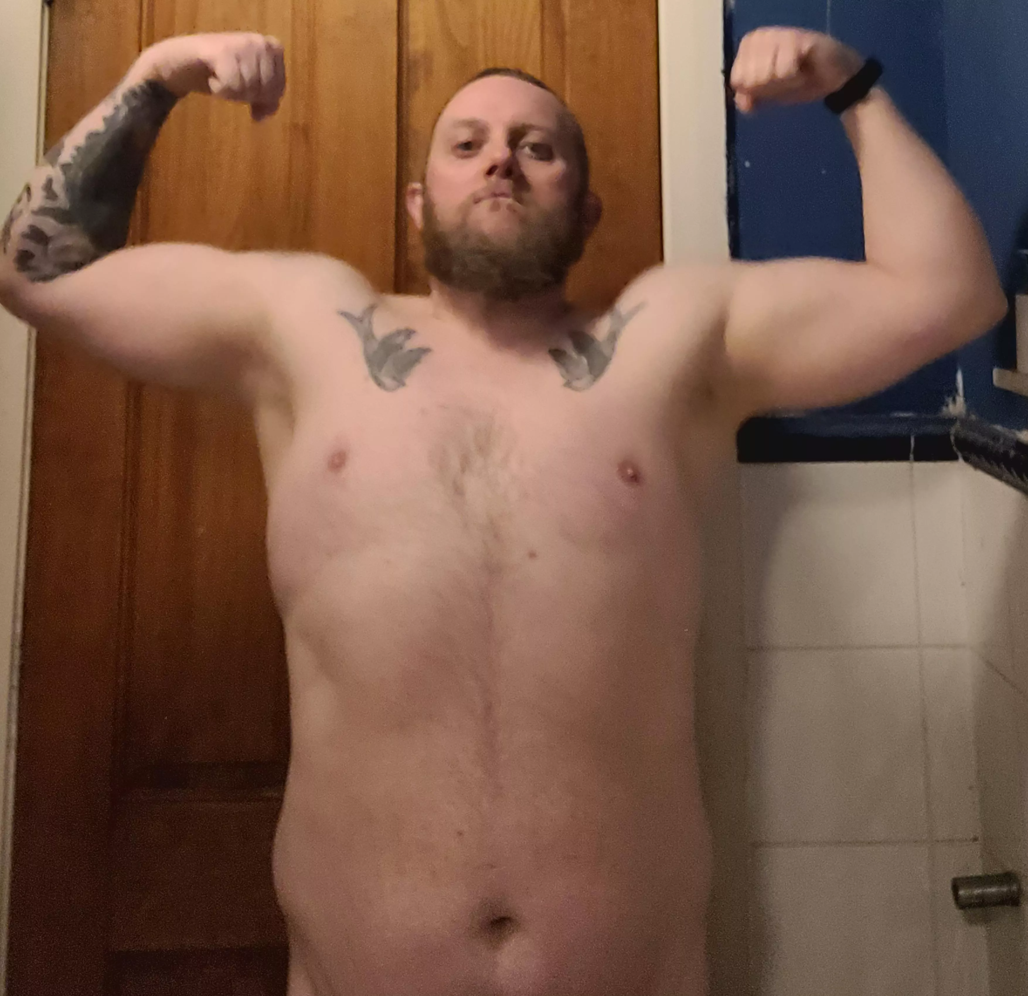 Briefs just out of frame....