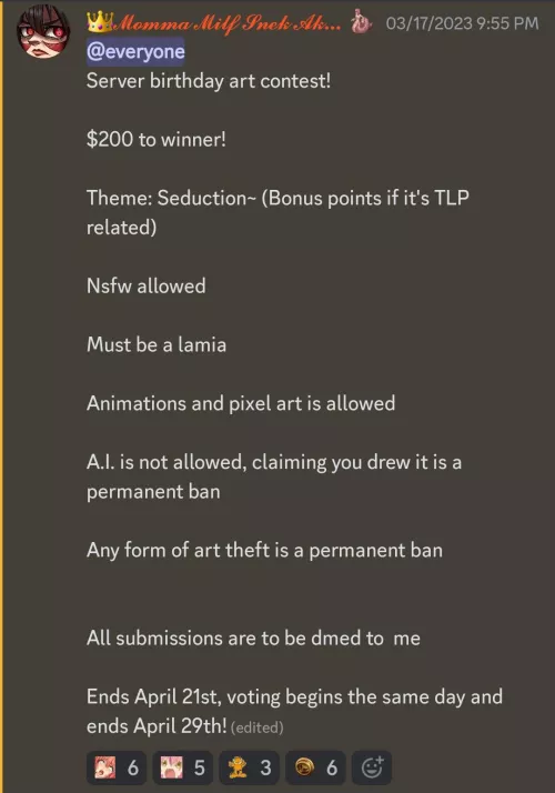 Calling all artists! The Lamia Palace Discord is hosting an art contest! $200.00 USD to first place! Only on https://discord.gg/lamia