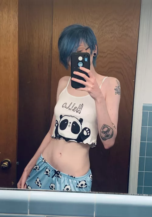 comfy and ready for cuddles in my panda pajamas🖤