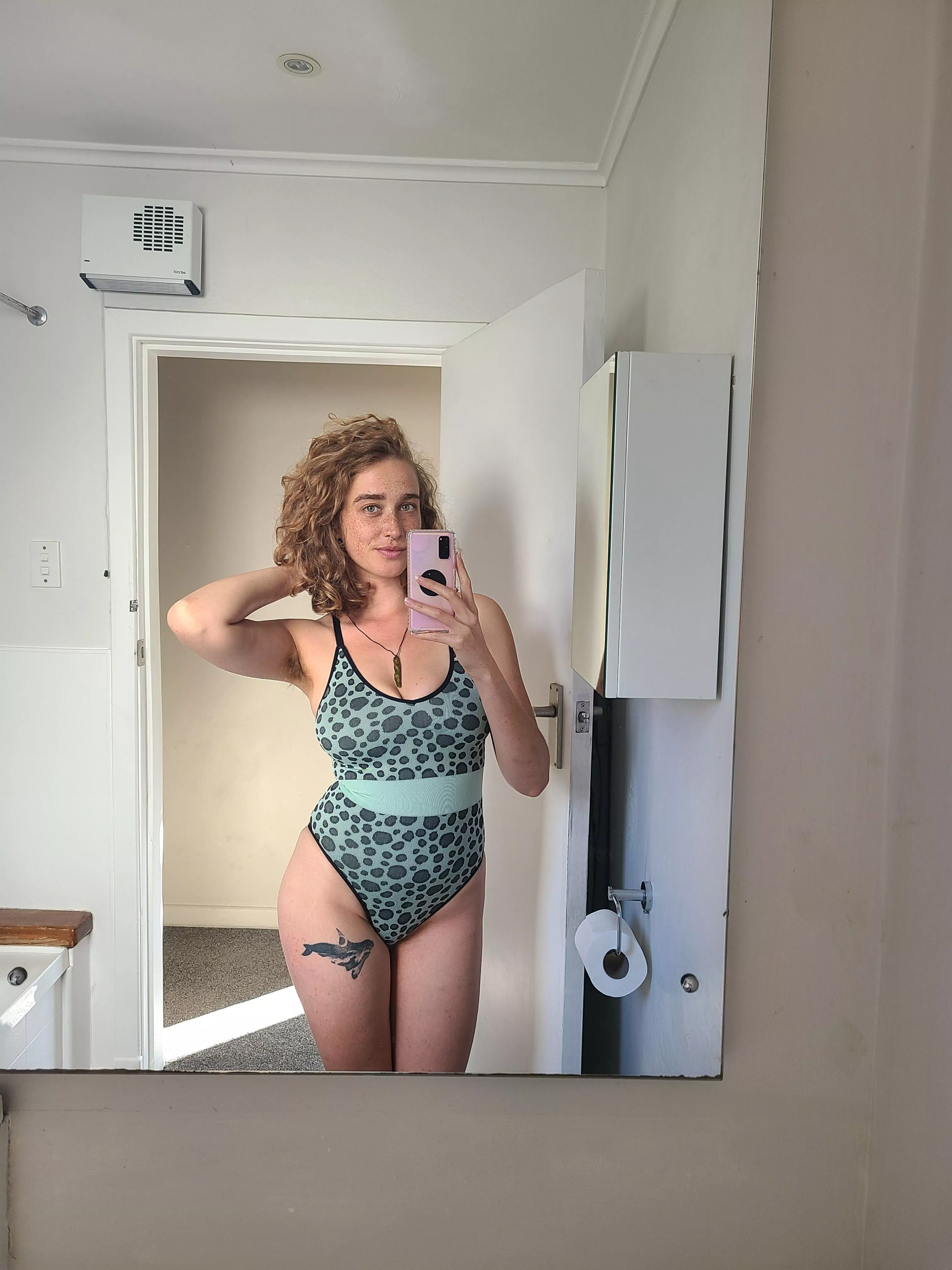 I feel cute in my new one piece :)