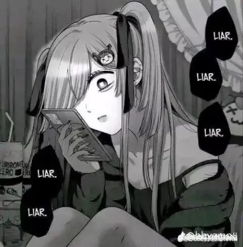 Lf mono source: “Liar” 1girl, SFW, twintails, phone, Yandere