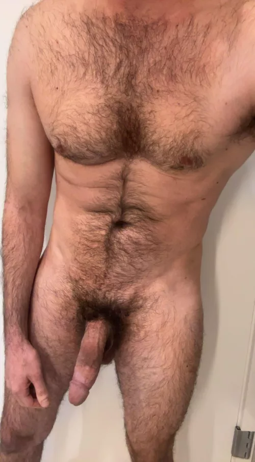 Put on a jockstrap and drain hairy daddy