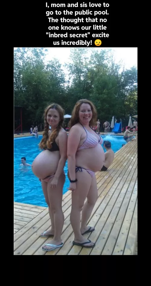 Visiting the pool with mom and sis 😏❤️