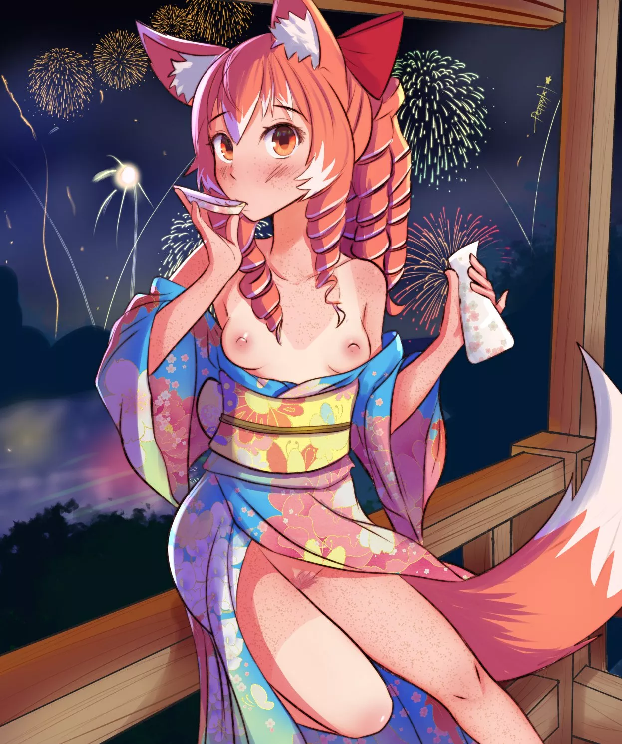 Watching the fireworks together (Artpoppytart)