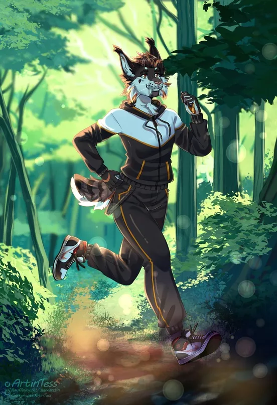 Jogging in the woods [commission]
