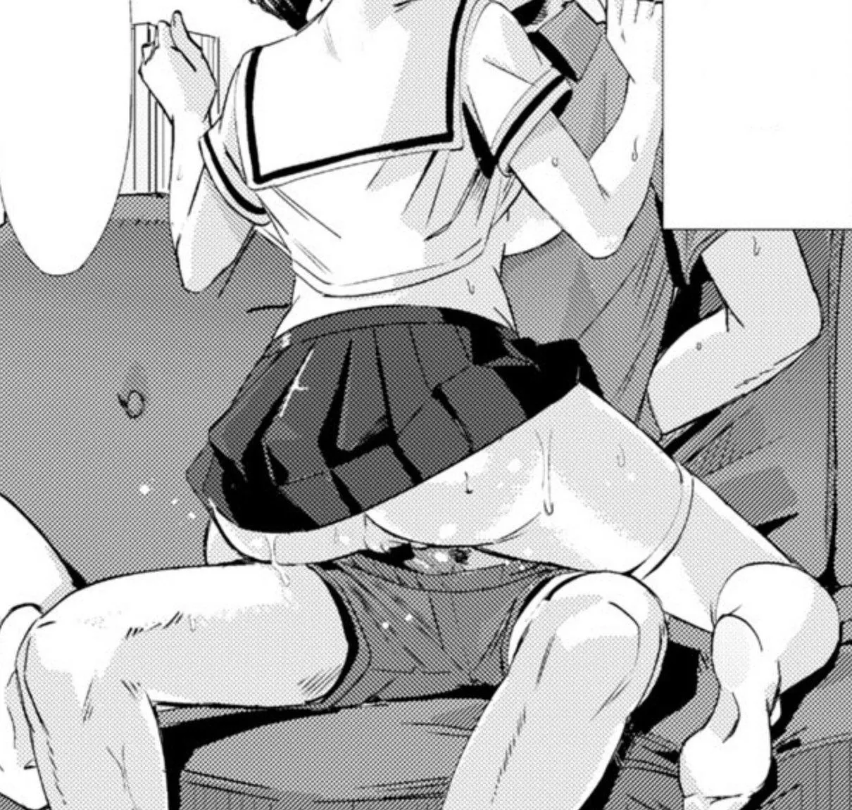 LF Mono Source/1boy/1girl/Sex/Cowgirl/Serafuku/Hands Behind Back